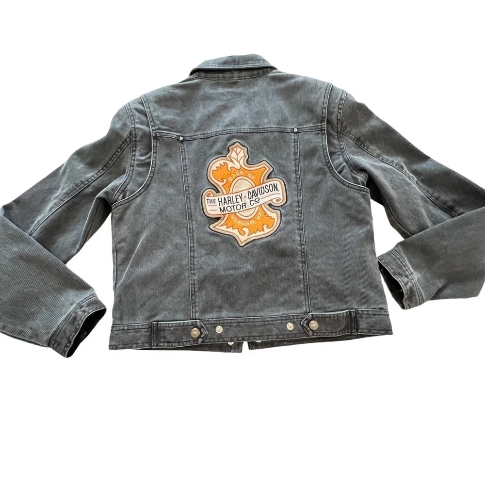 Harley Davidson Snap Front Cropped Moto Jacket  with Made in Milwaukee P… - Picture 10 of 16